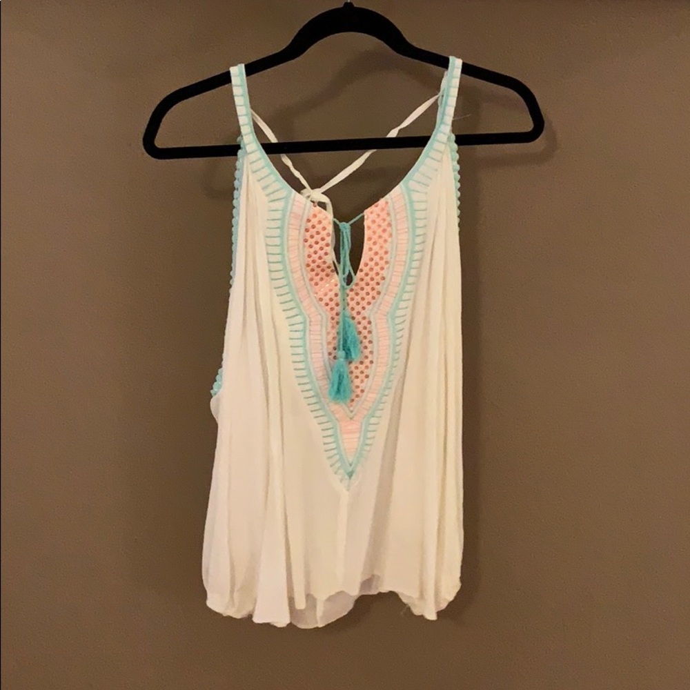 Cut Out Long Sleeved Linen Top